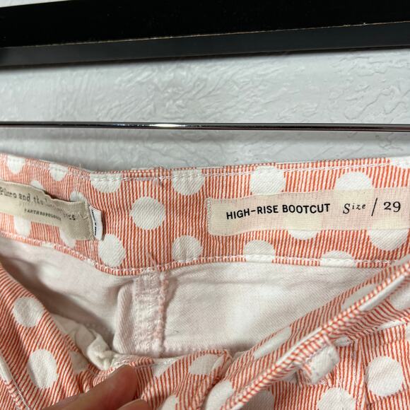 Pilcro & the Letterpress Polka Dot Jeans High Rise Bootcut Orange White - 29 - Picture 4 of 4